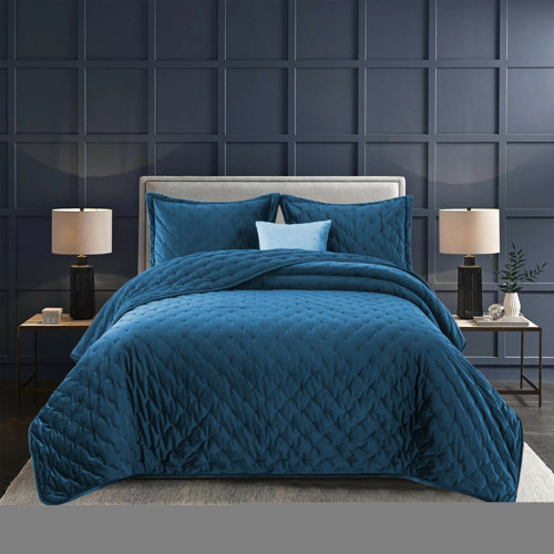 Fairmont Park Odalis Crushed Velvet Quilted Comforter Bedspread Bedding